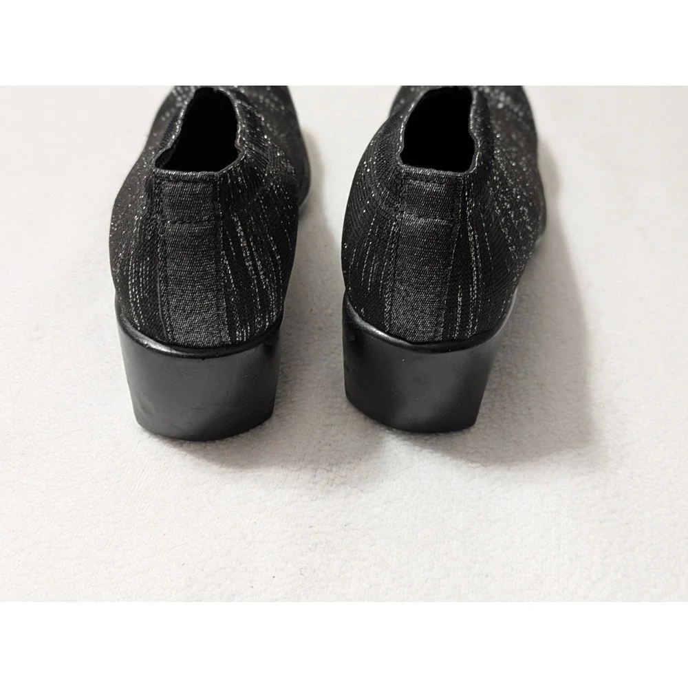 Charleston Shoe Company Black Wedge V Cut Comfort Knit Slip On Size 5